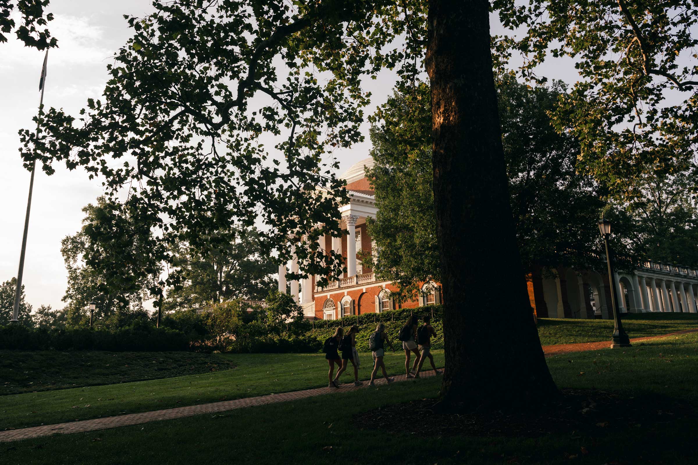 Portrait of students on the first day of class, with students walking to their classes early in the morning.