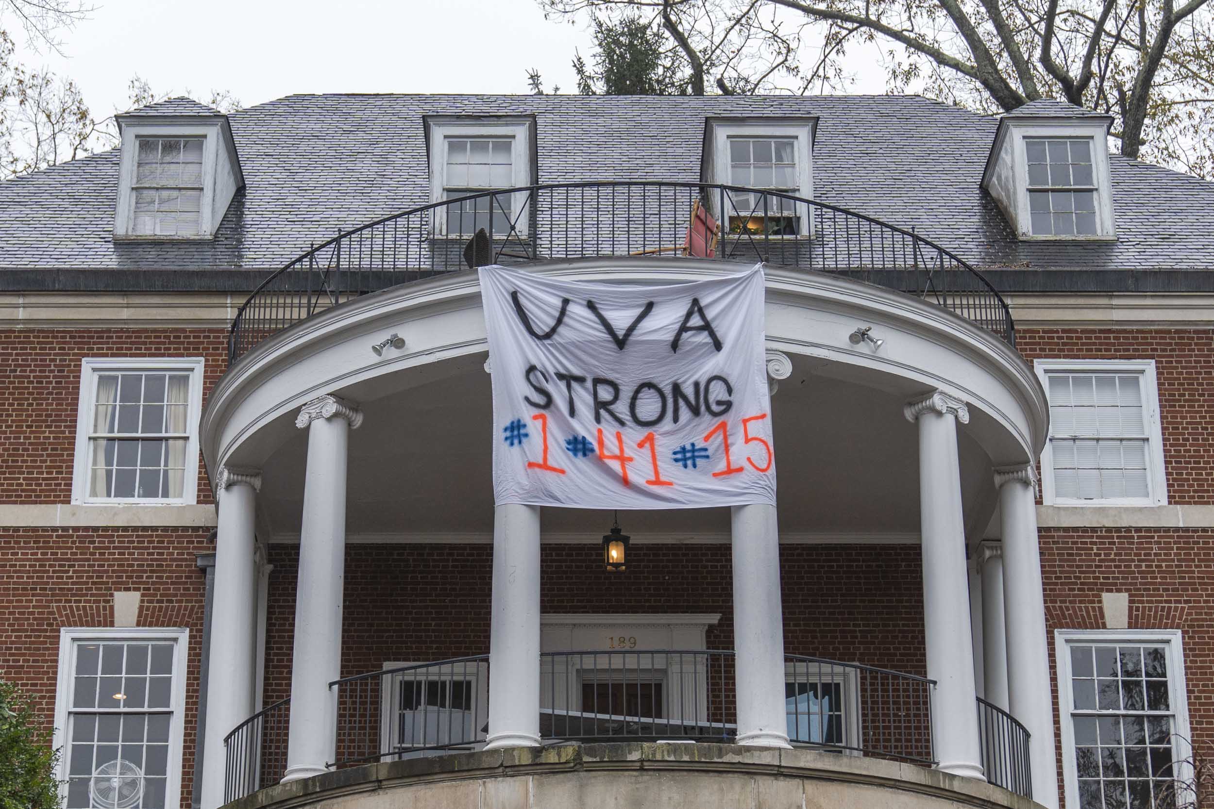 Banner on the Sigma Nu fraternity house
