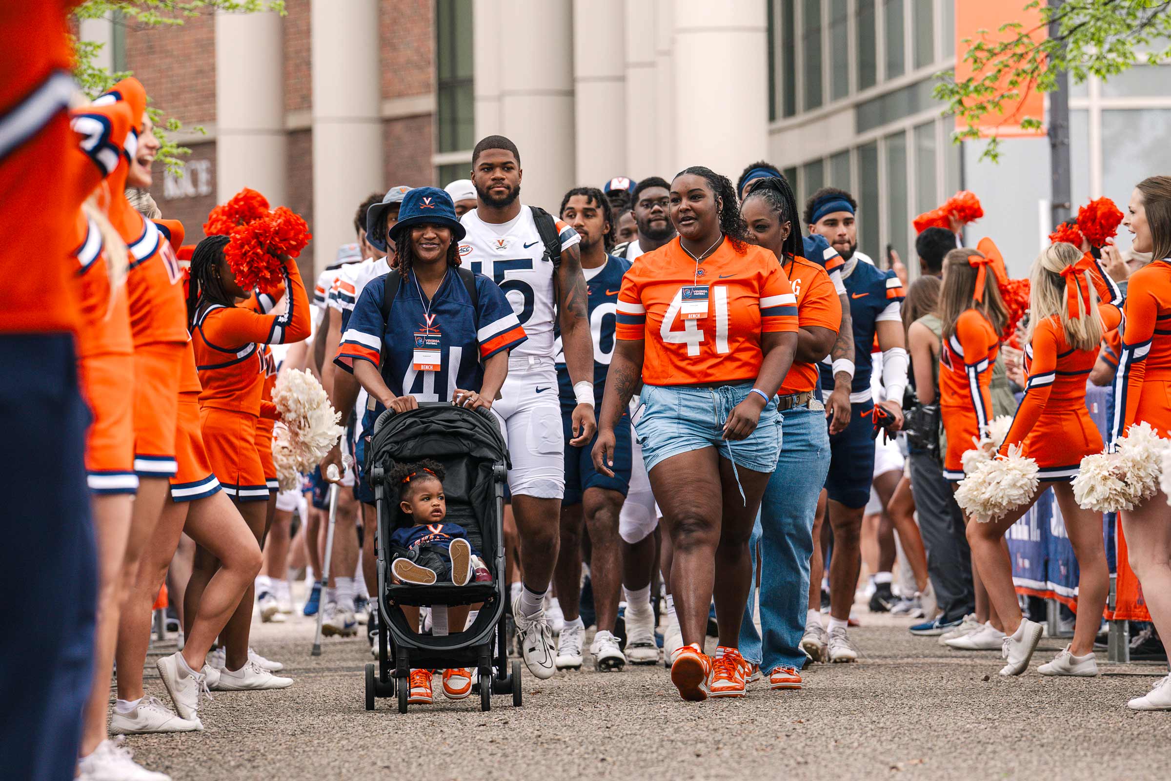 D'Sean Perry's family leads the Wahoo Walk into Scott Stadium
