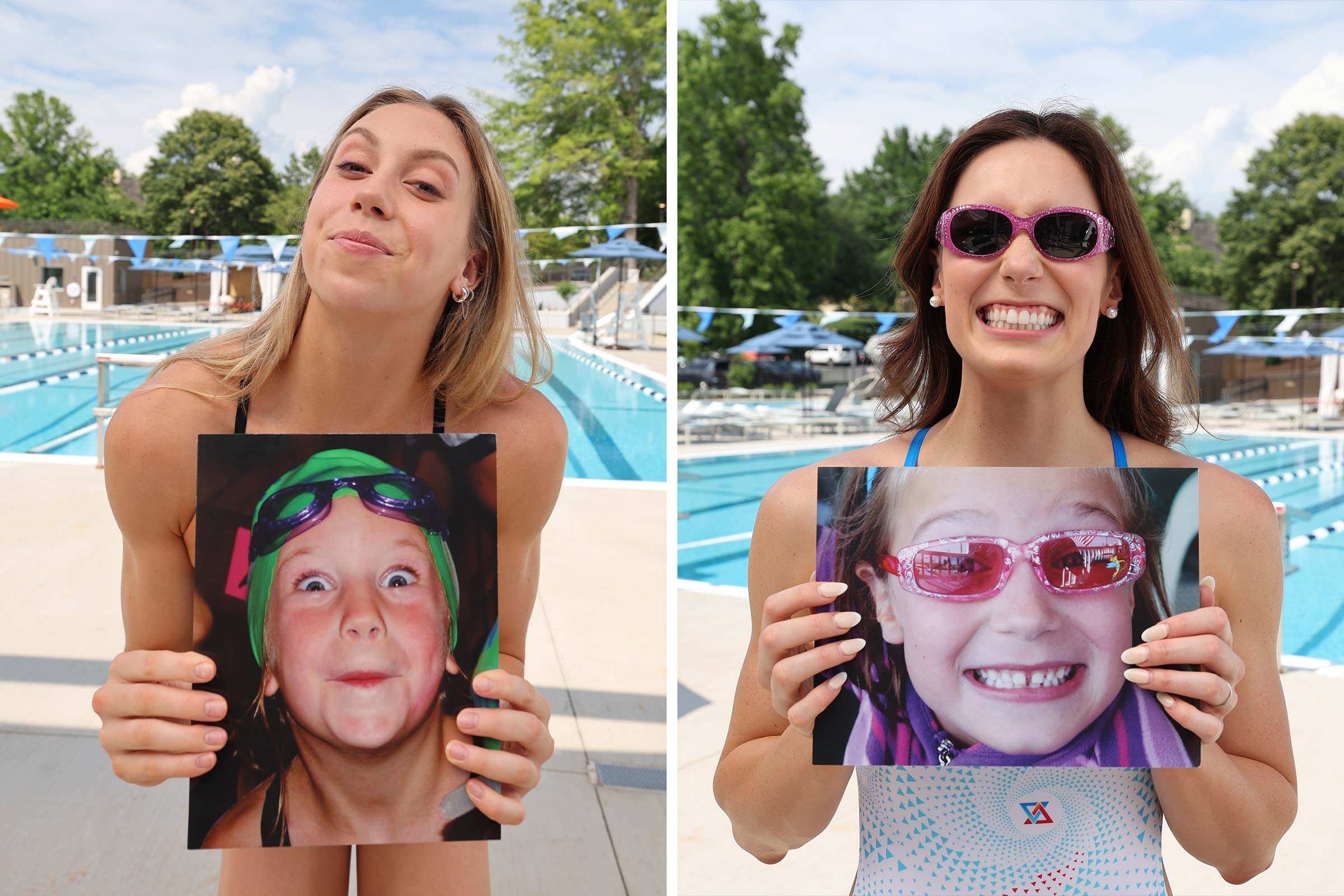 Gretchen, left, and Alex had fun recreating a few of their childhood photos. 