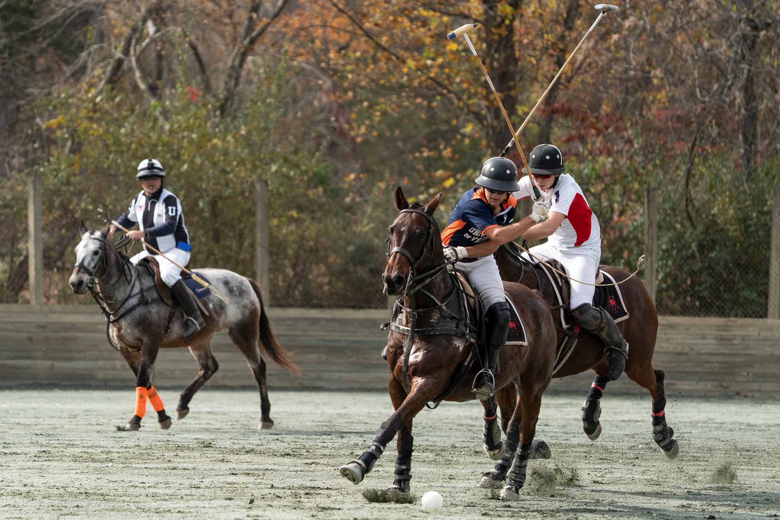 UVA polo player defends ball during a match