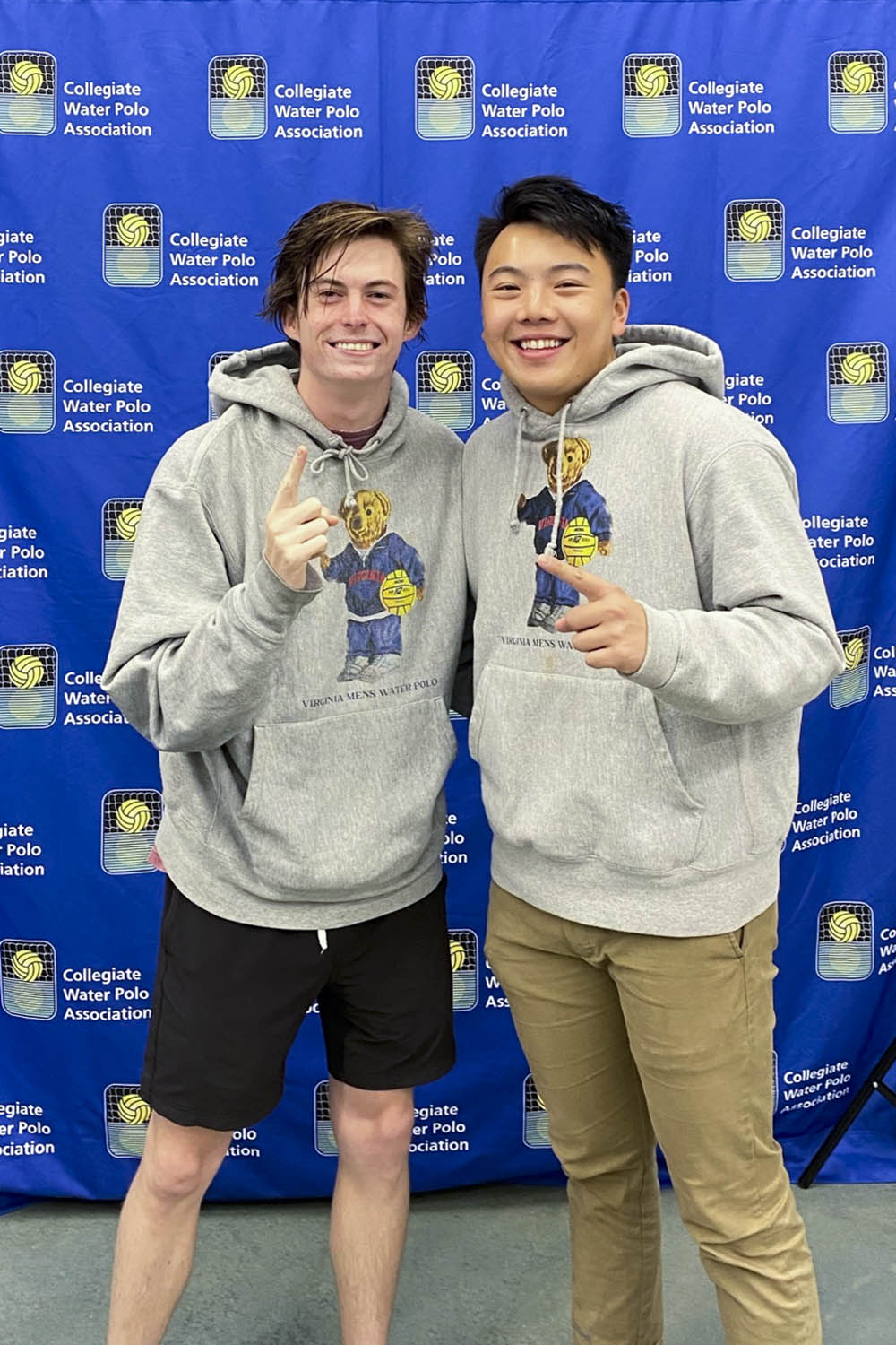 Vaden, left, and Liu, right after victory