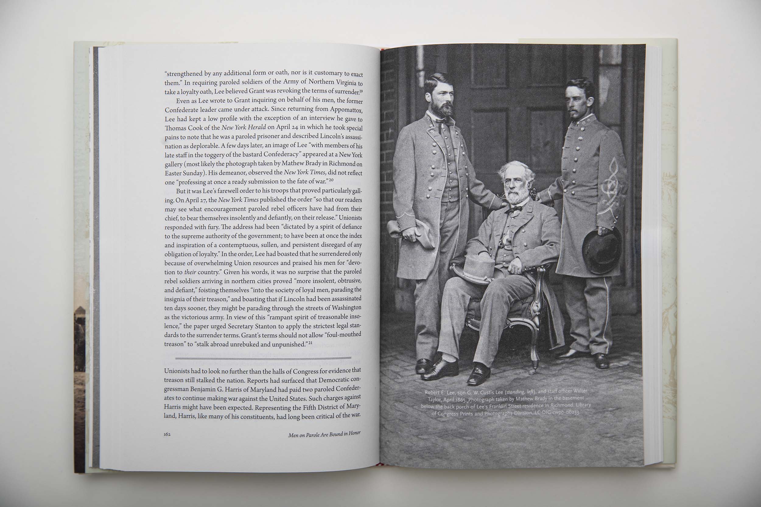 picture in a book of Gen. Robert E. Lee, flanked by his son G. W. Custis Lee, left, and staff officer Walter Taylor, in April 1865.
