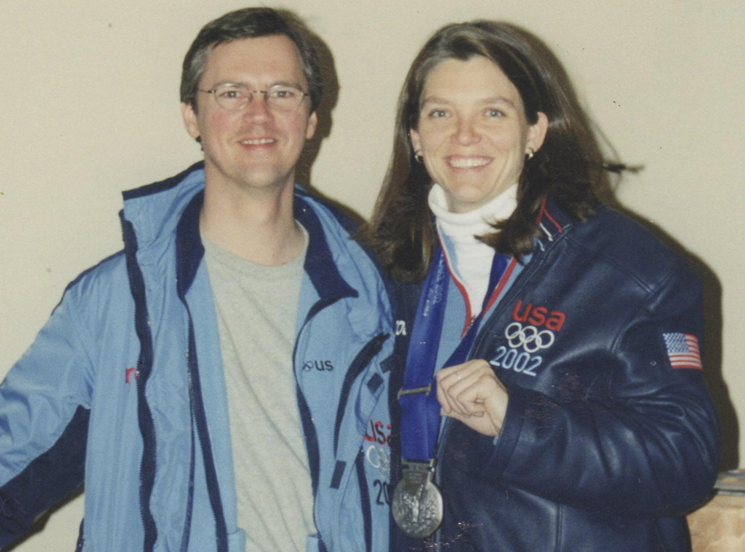 Parsley-Davenport’s  and her husband at the 2002 Olympics with her Silver Medal