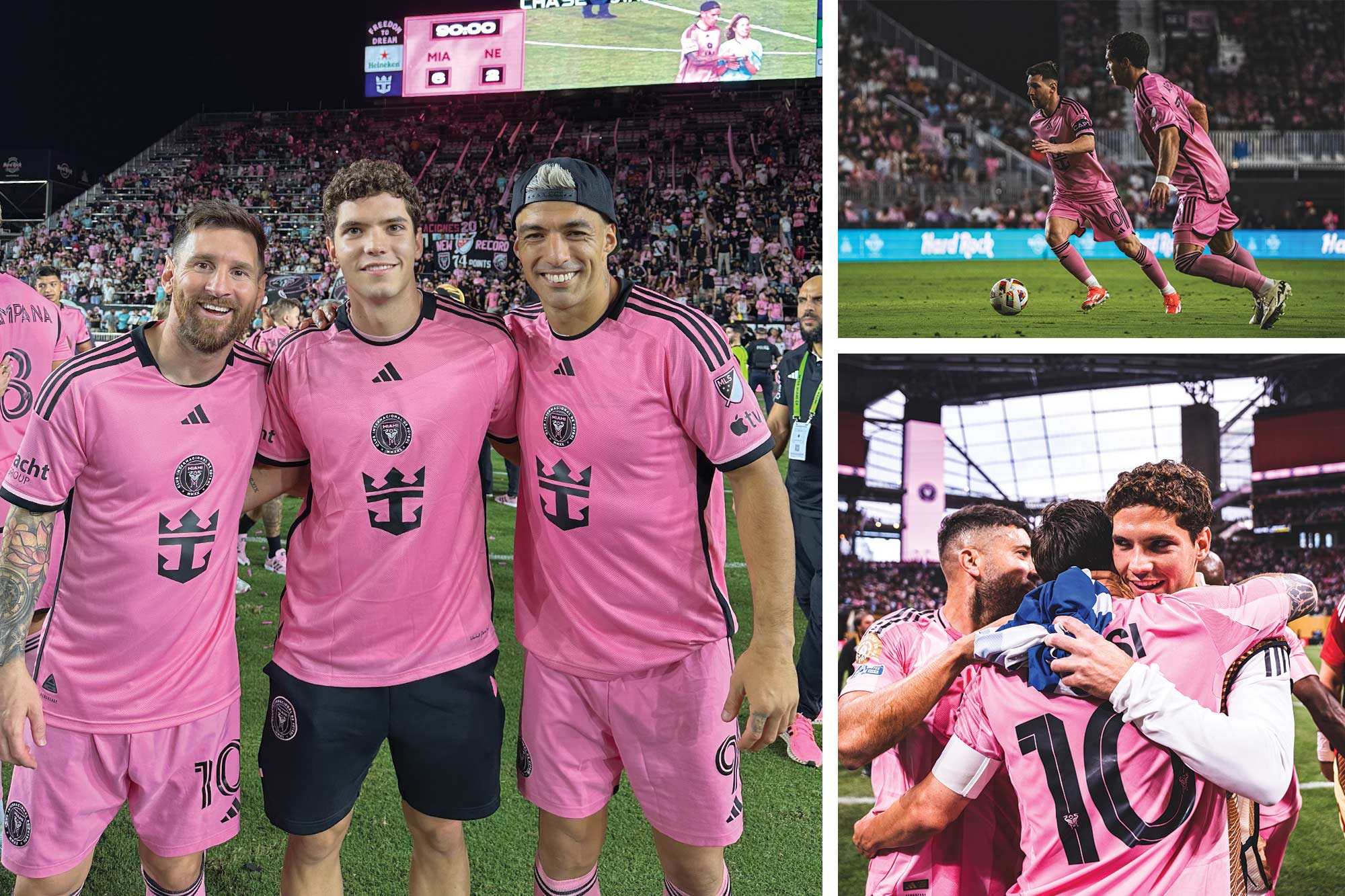 Multiple images of Alfonso and his teammates.