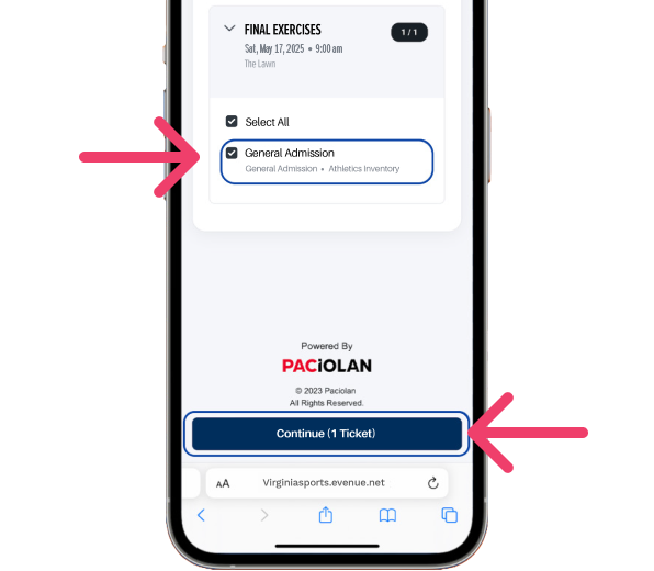 An iPhone with ticket information on it