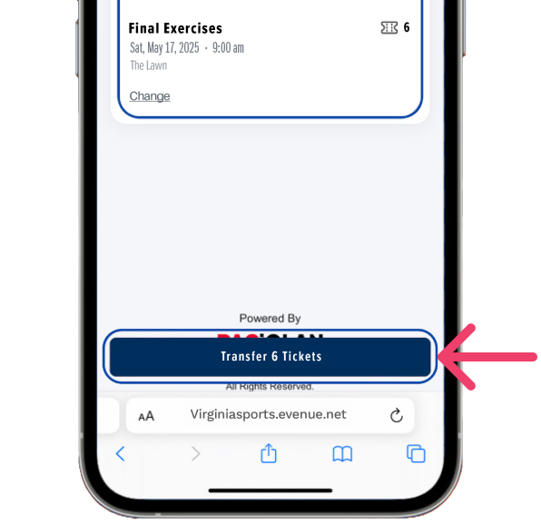 An iPhone with ticket information on it