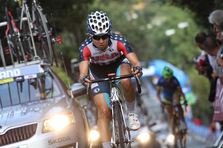 Dvorak competing in the 2013 World Championships in Italy on a bicycle for Team USA