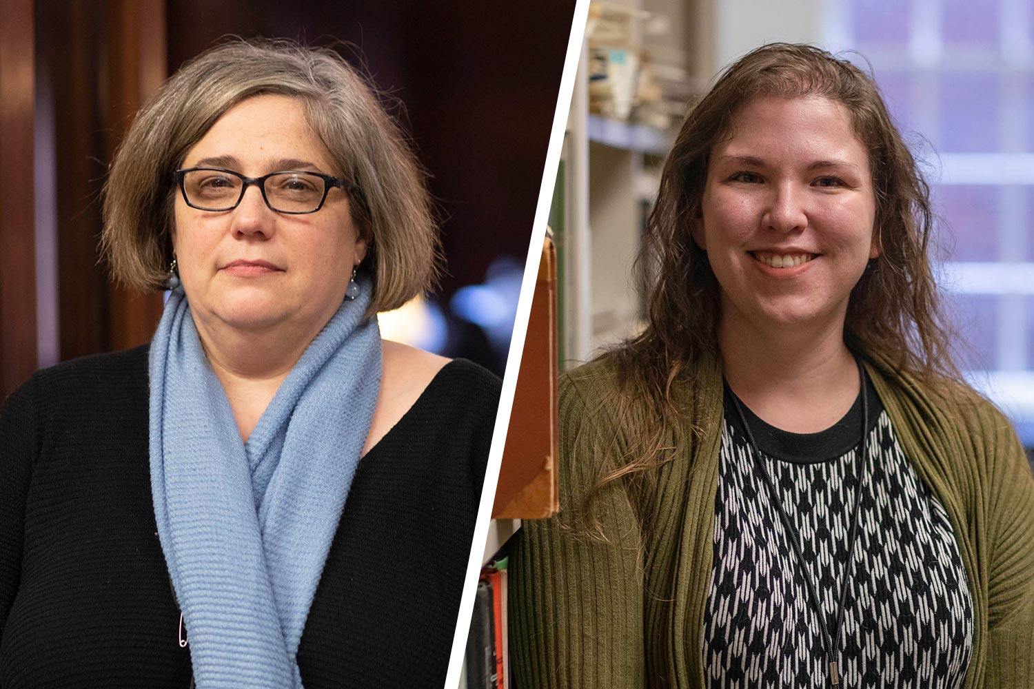 April Joy Baker, left, of the Fiske Kimball Fine Arts Library and Christine Slaughter, who works at the Charles L. Brown Science & Engineering Library, joined the “Waking Up White” book group.