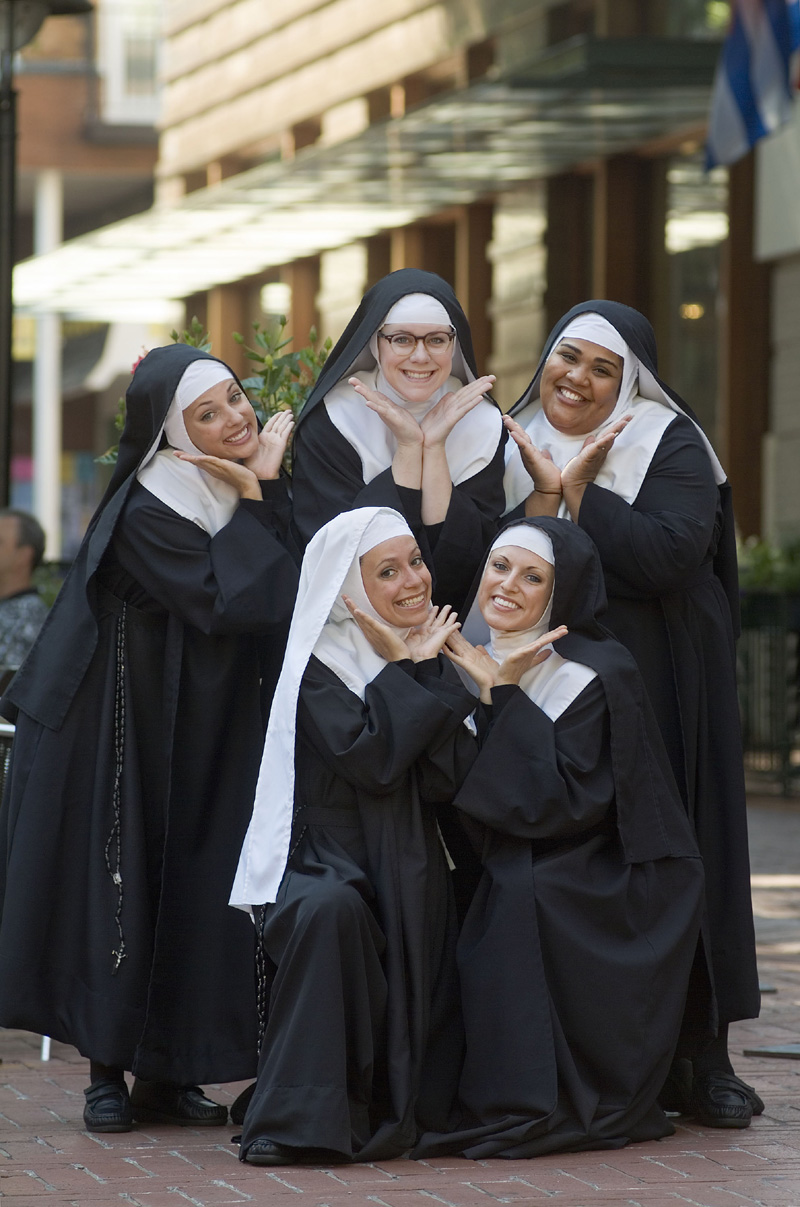 Five females dressed up in their nun costumes for the play Nunsense