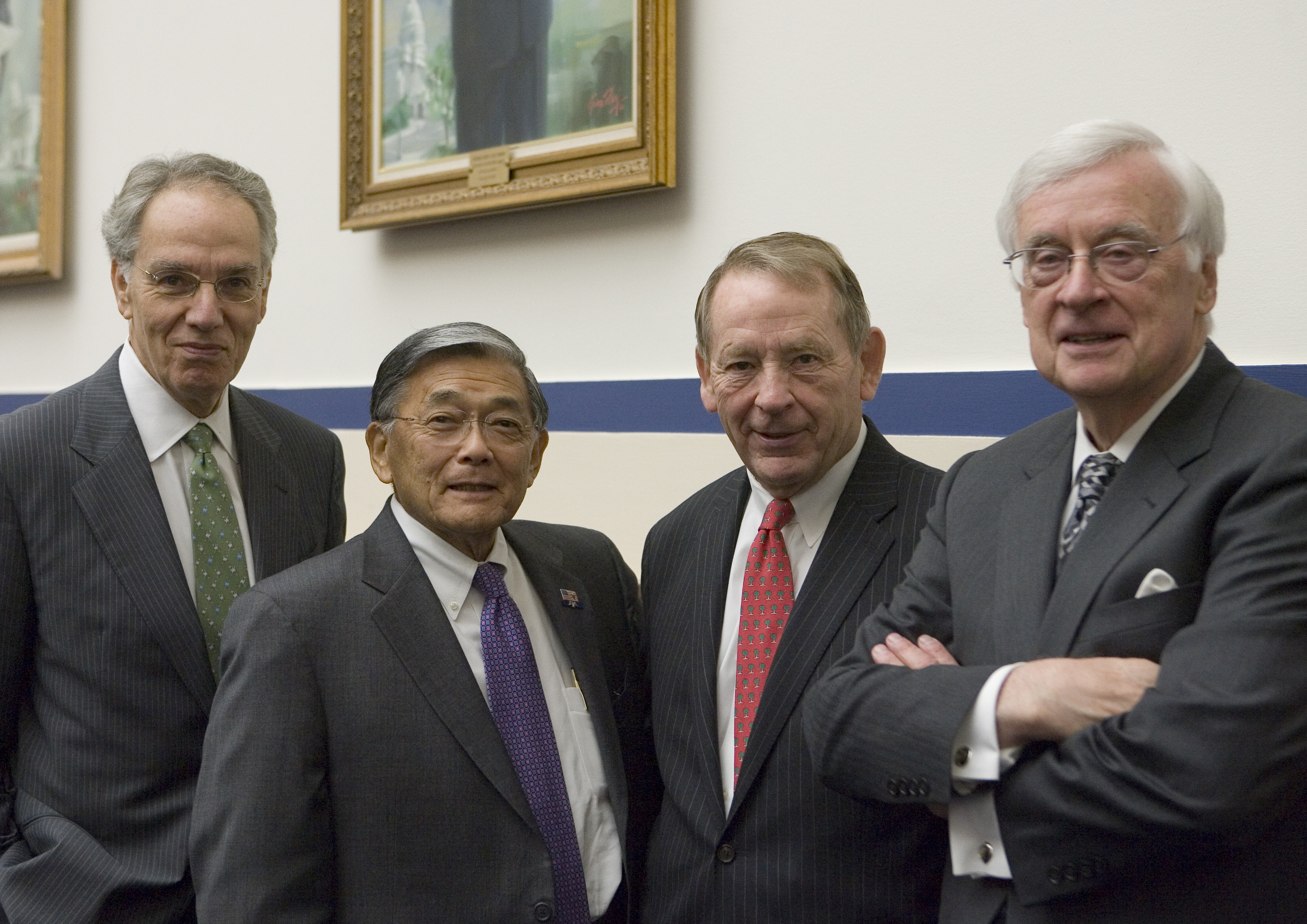 Group photo left to right: Jeffrey Shane, Norman Mineta, Samuel Skinner, and  Gerald L. Baliles