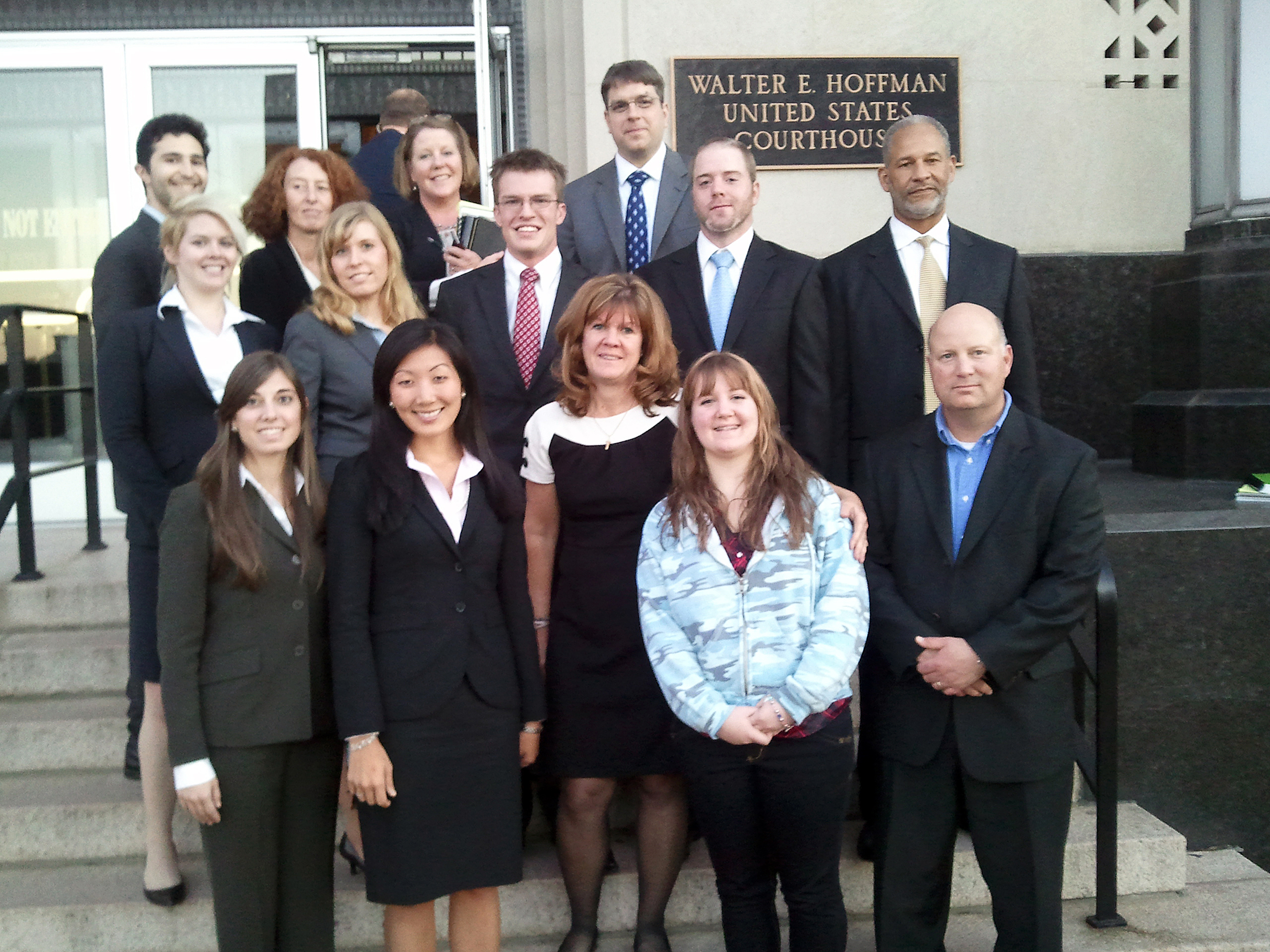 Group photo on the steps of a USA courthouse