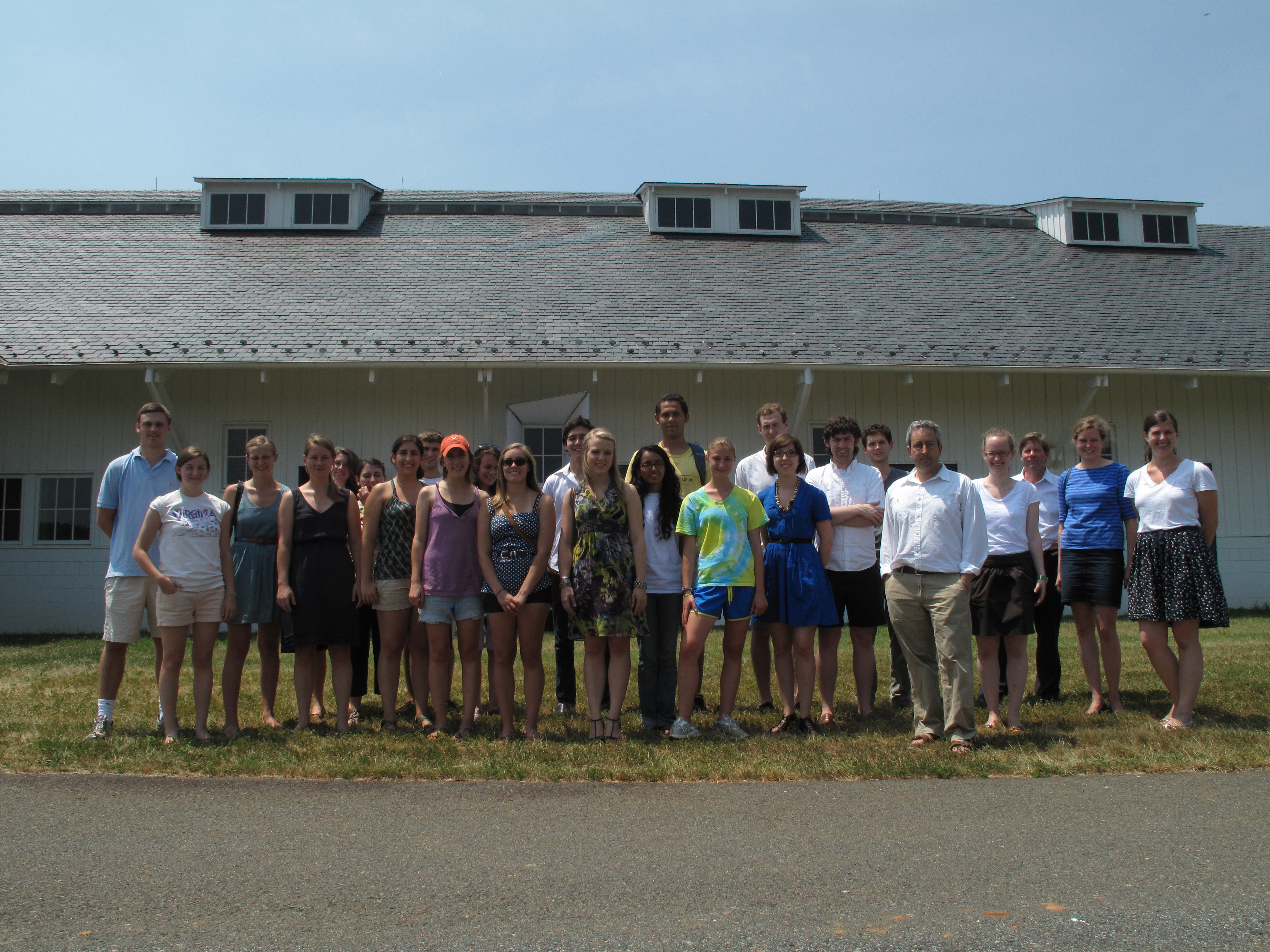 Group photo of the Morven farms staff in front of the Morven Horse Barn