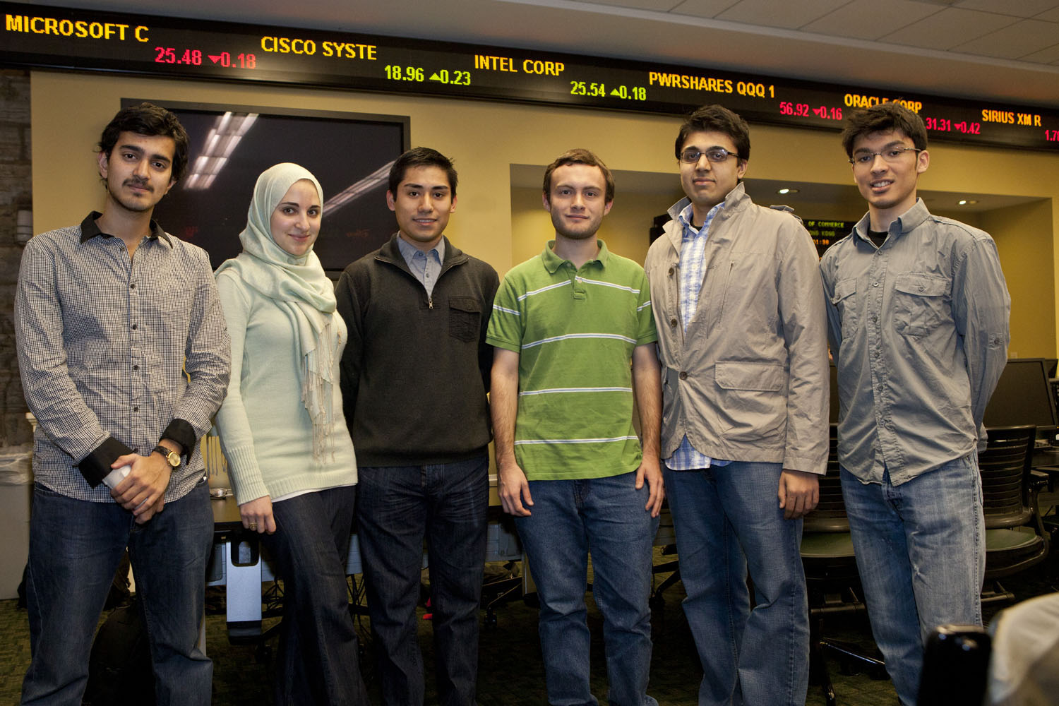 Group photo left to right:  Zain Shaikh, Samia Sekkarie, Alejandro Alcala, Tyler Crown, Haroon Masood, Muhammed Shakeri.
