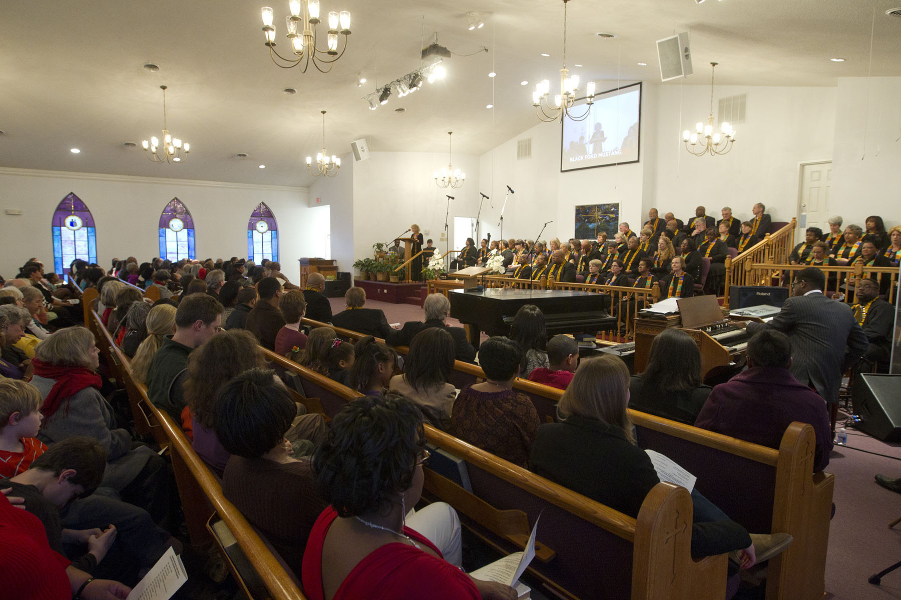Mount Zion First African Baptist Church packed with people has they have a service in honor of Martin Luther King Jr.