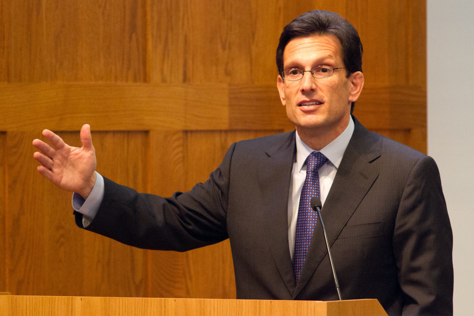 Eric Cantor speaking at a podium