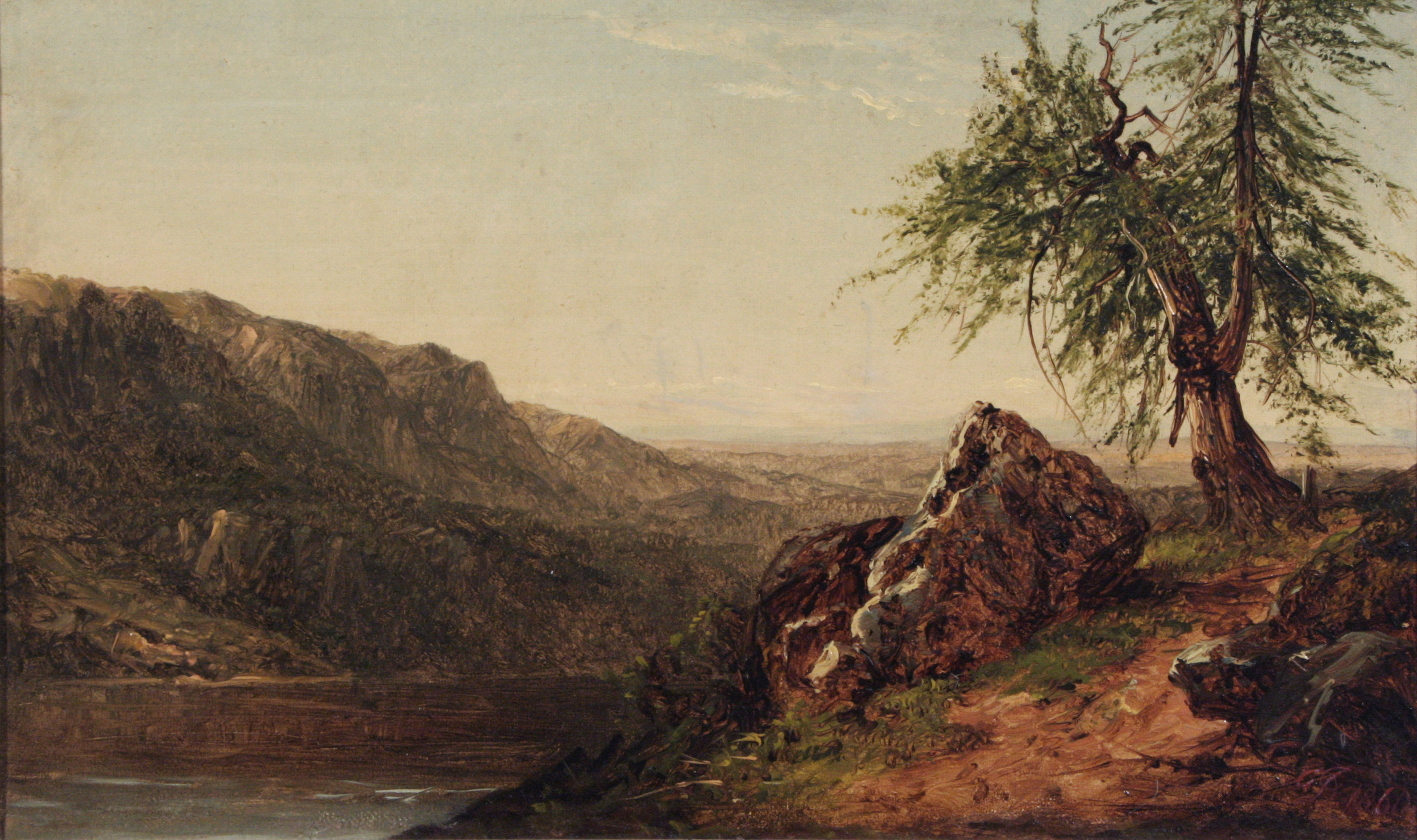 painting of mountains and water