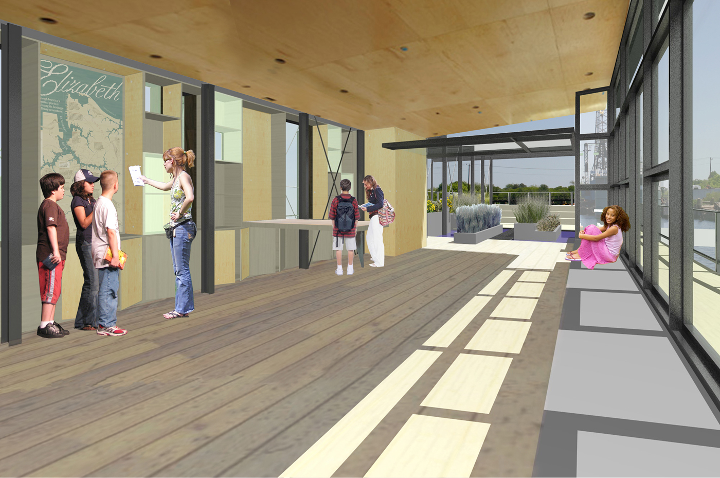 Digital Rendering of the Learning Barge classroom