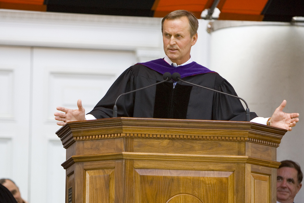 John Grisham speaking at graduation