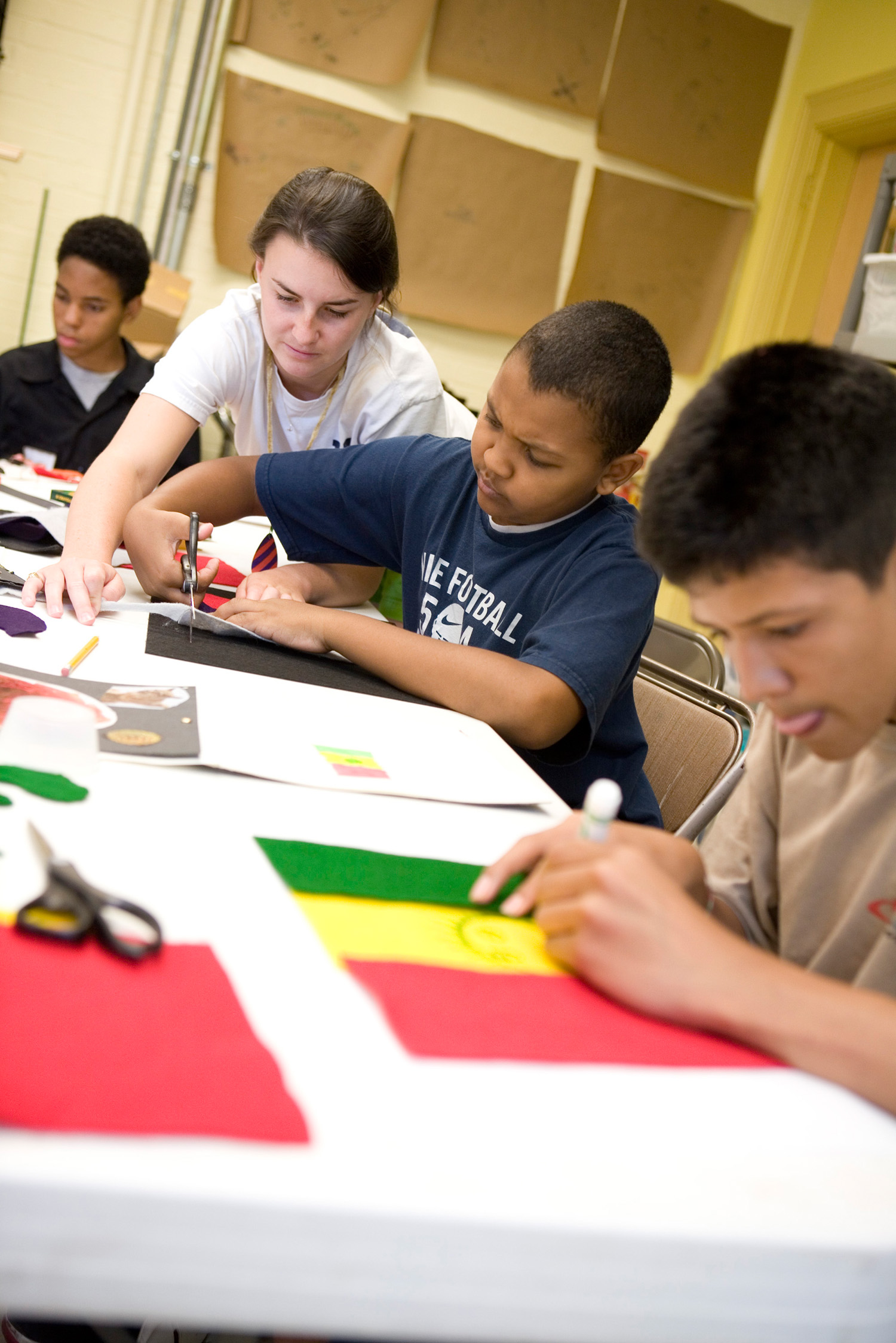 Children working on art projects