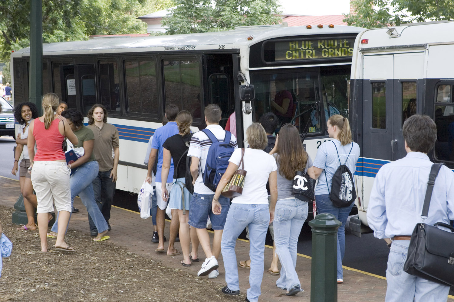 Students boarding busses