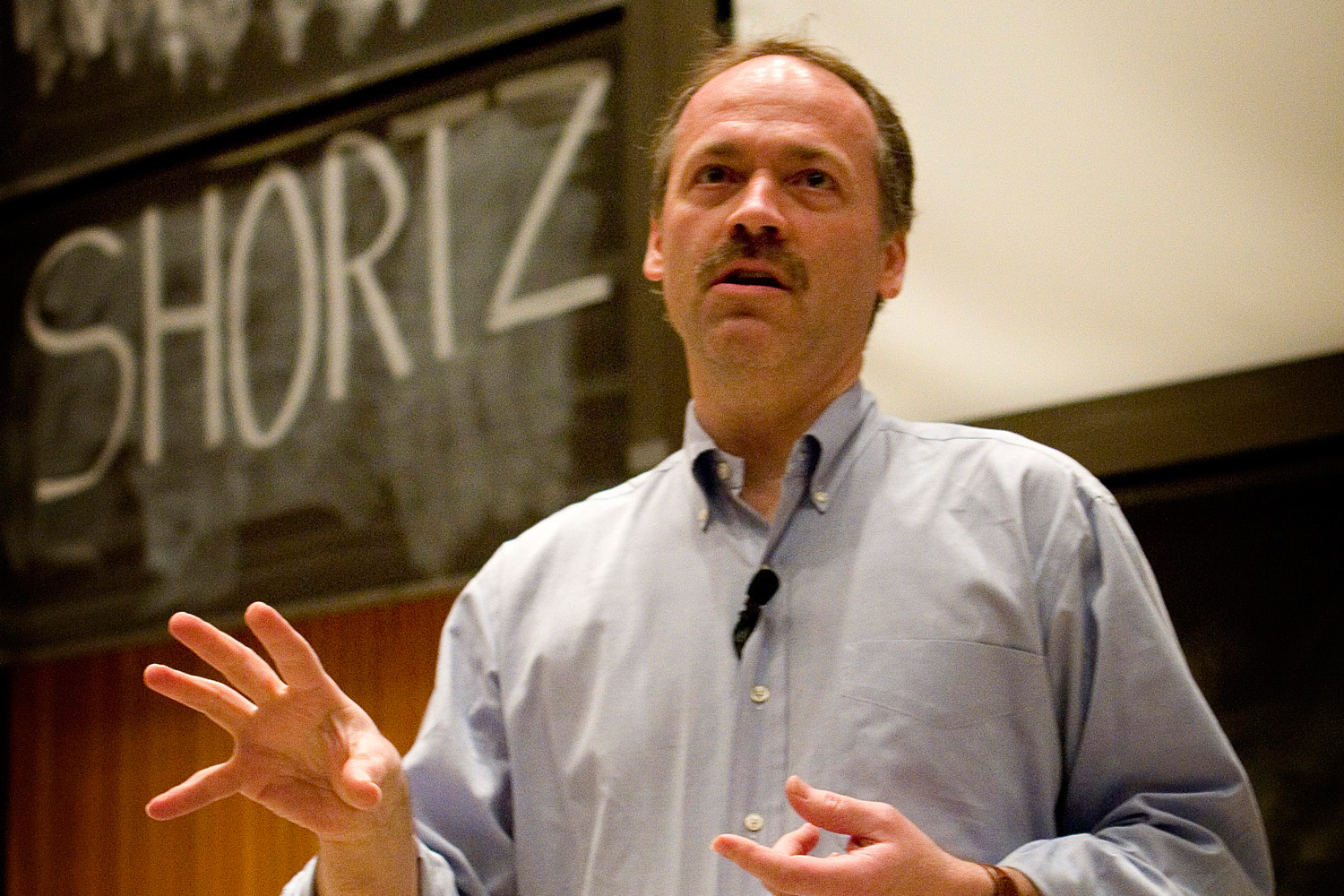 Will Shortz speaking to a class