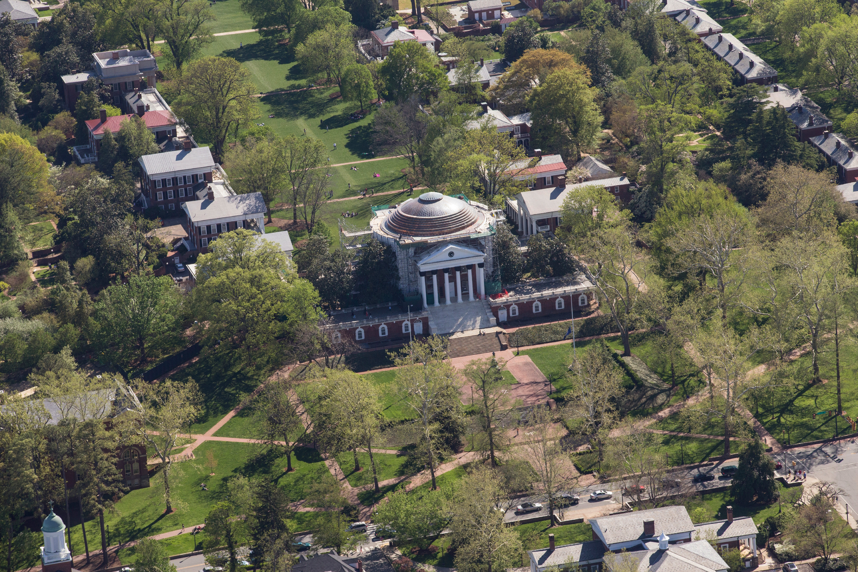 Aerial view of the Rotunda and the lawn