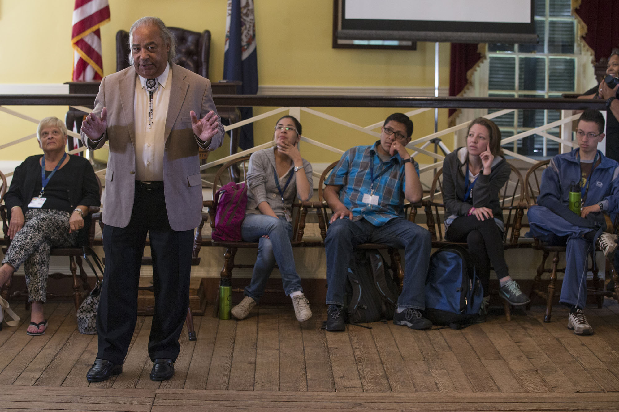 Stephen Adkins speaks to a crowd