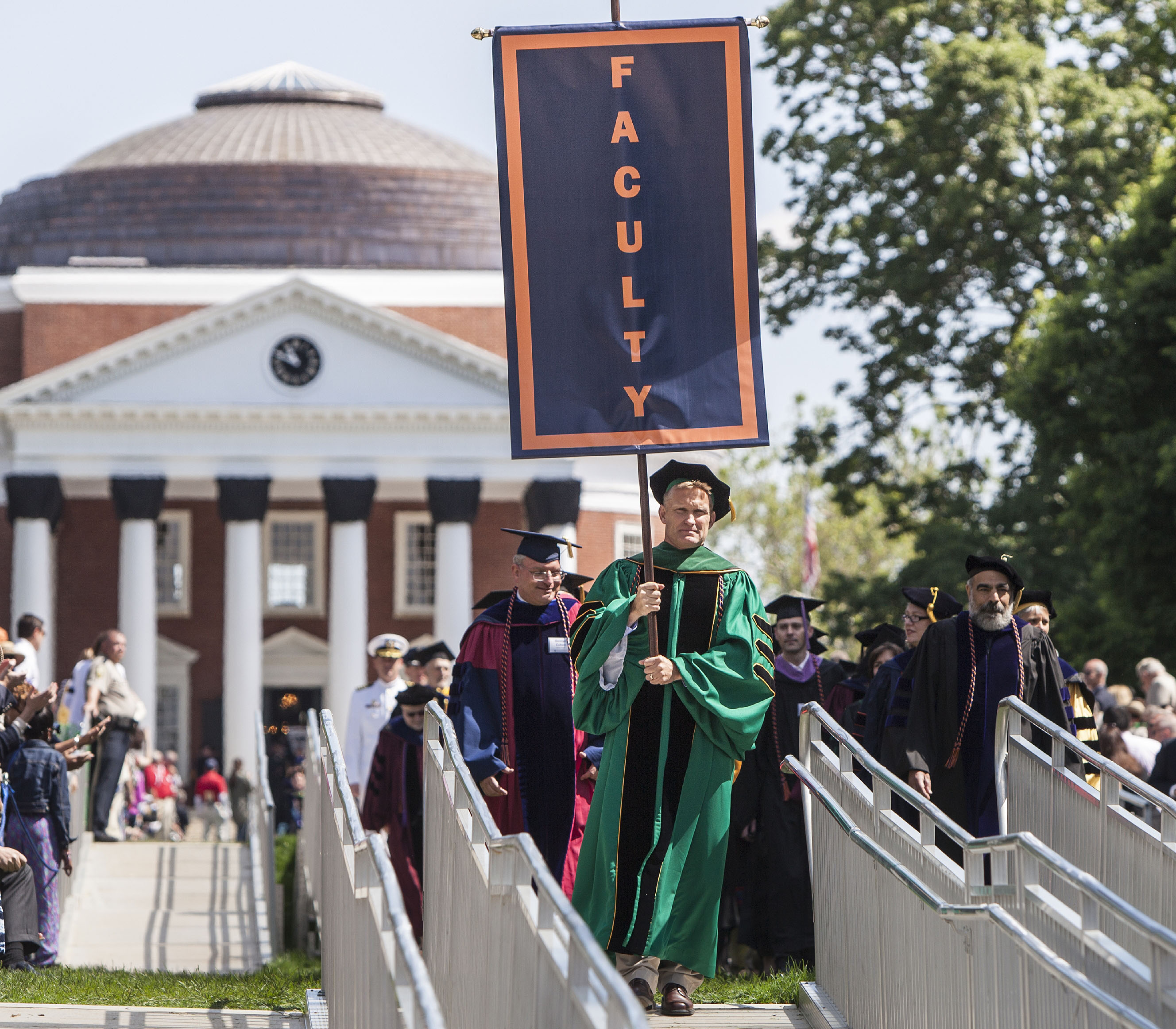 UVA Faculty process down the lawn for graduation