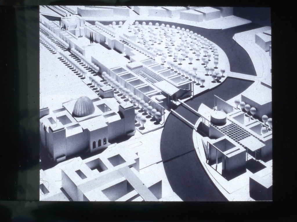 Model of buildings and a road