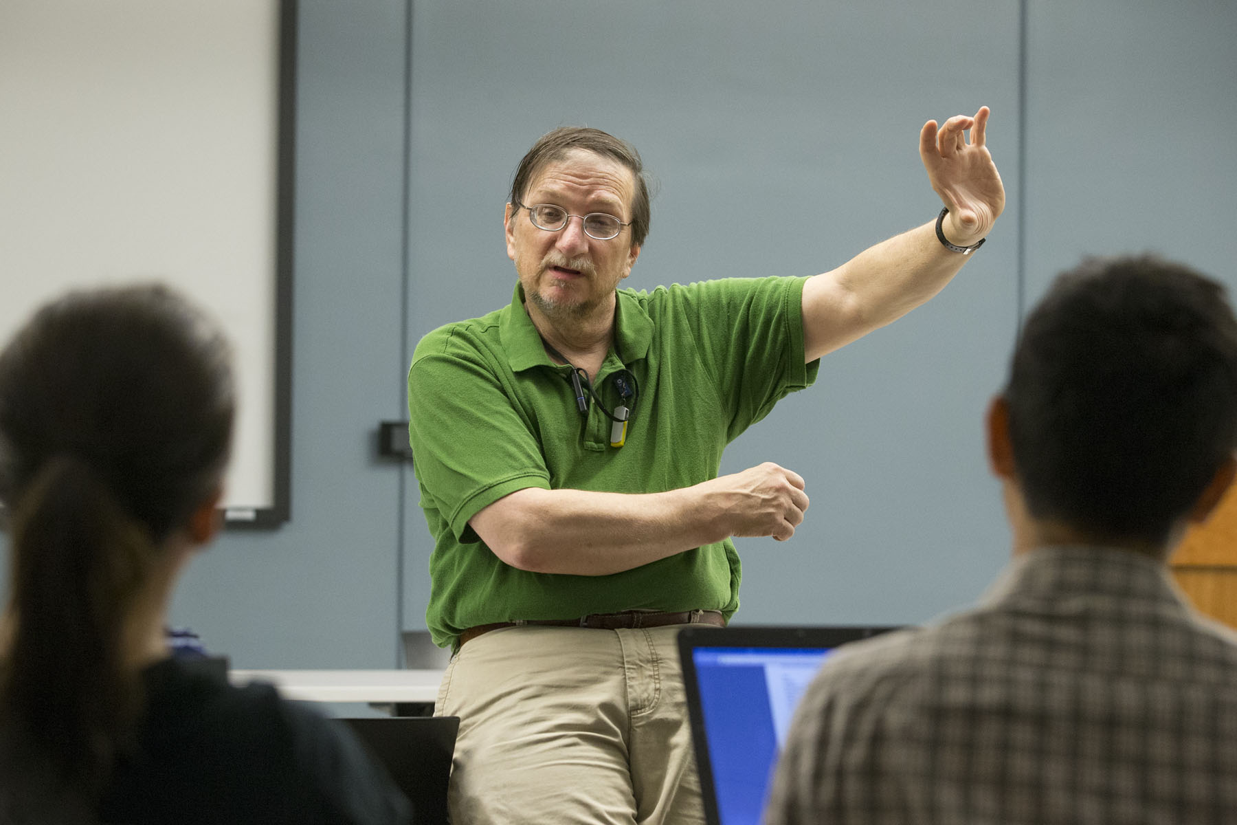 Stephen A. Macko teaching in front of a class