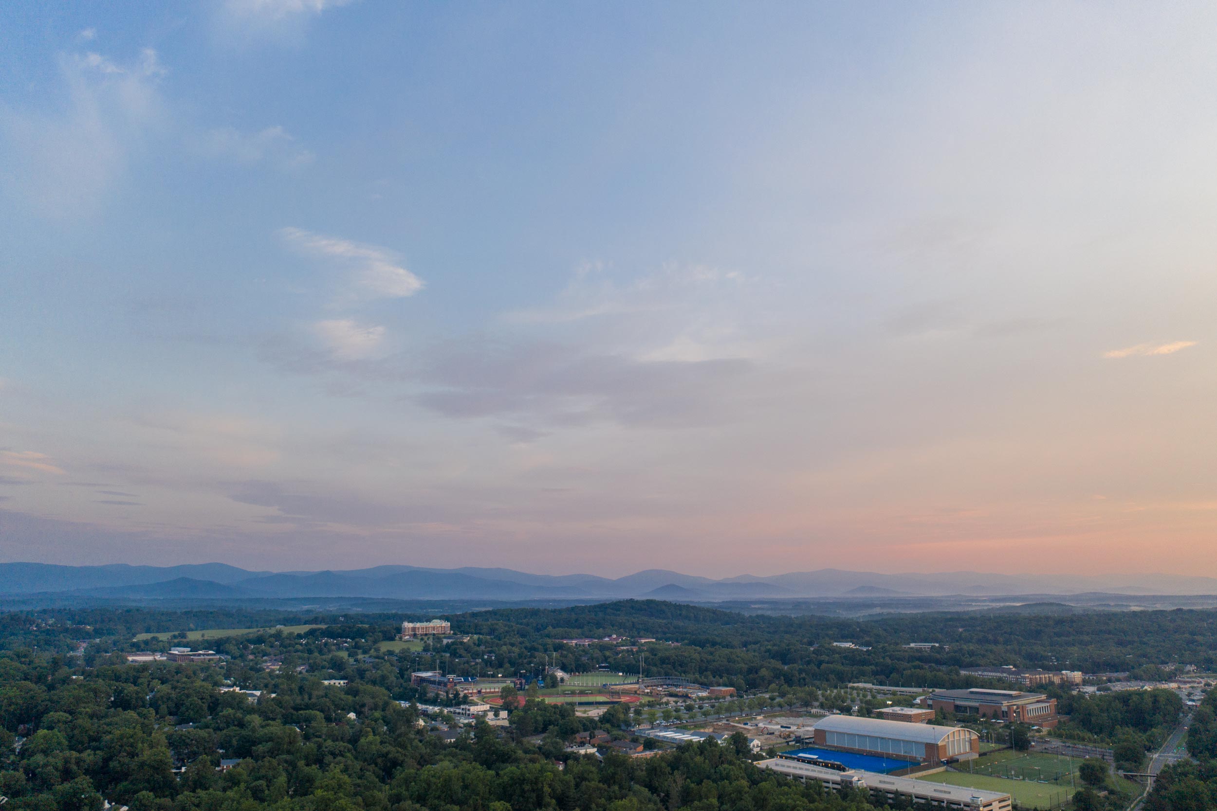 Aerial View of Charlottesville from a distance