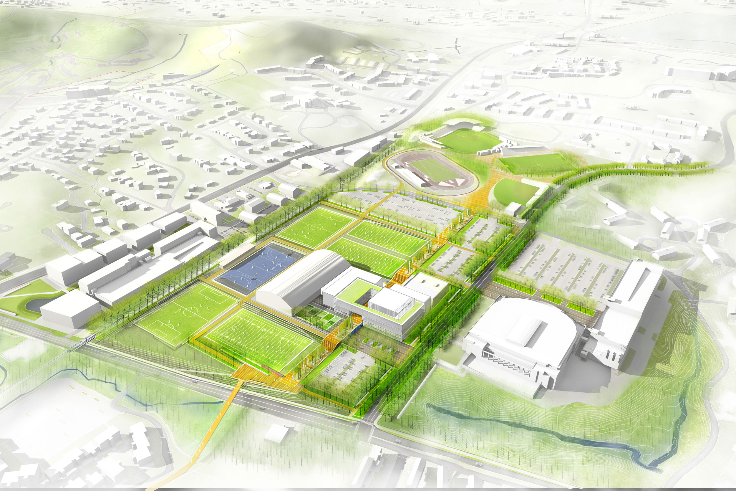 Digital rendering of the new Student Health & Wellness Center 