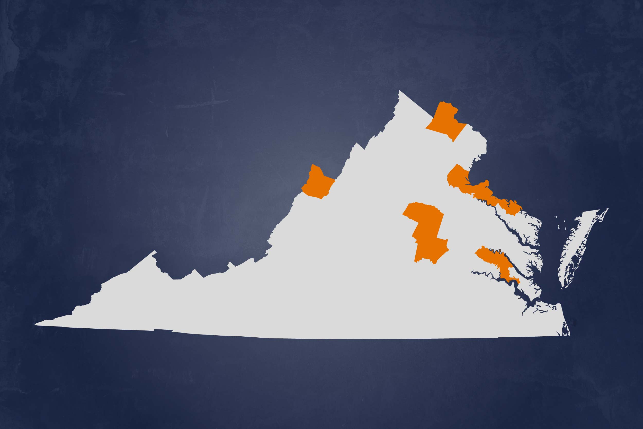 State of Virginia with certain counties in orange