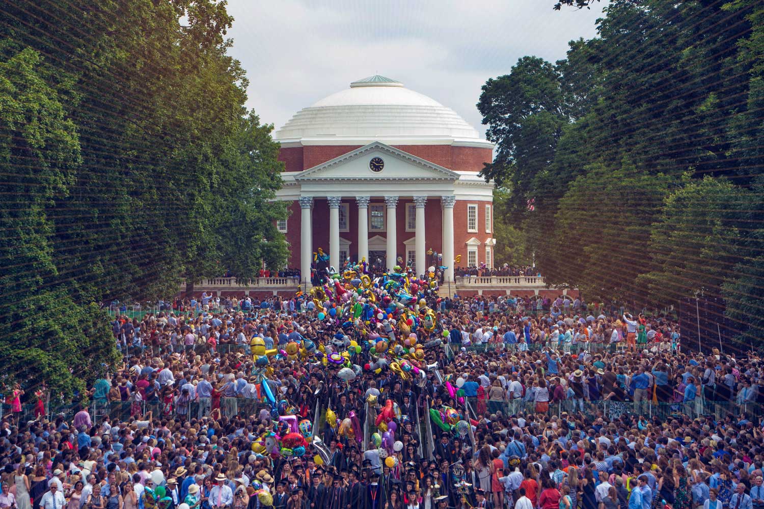 The Lawn filled with families and graduates at Graduation