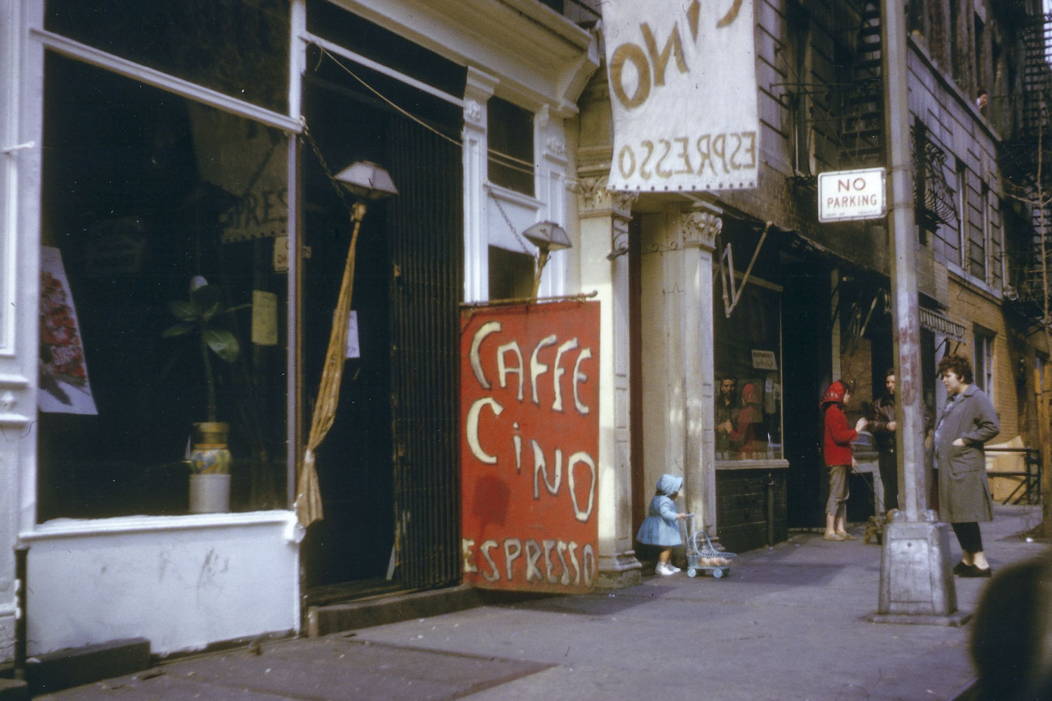 Caffe Cino sign from 1962 outside of the Caffe Cino