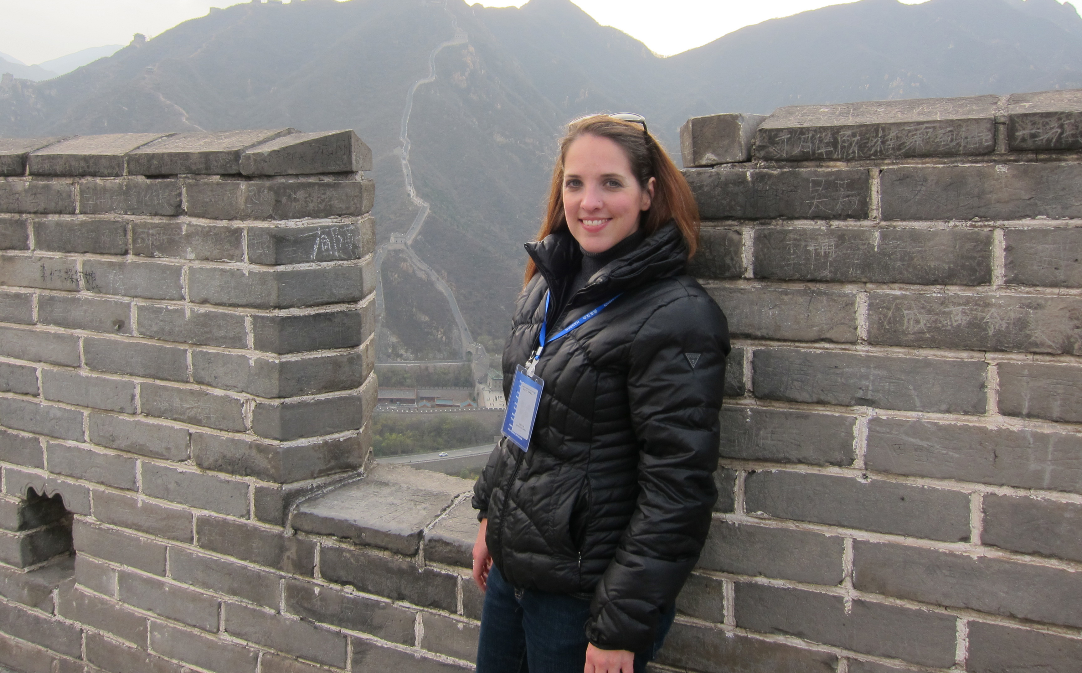 Rachel Stauffer standing on the great wall of china