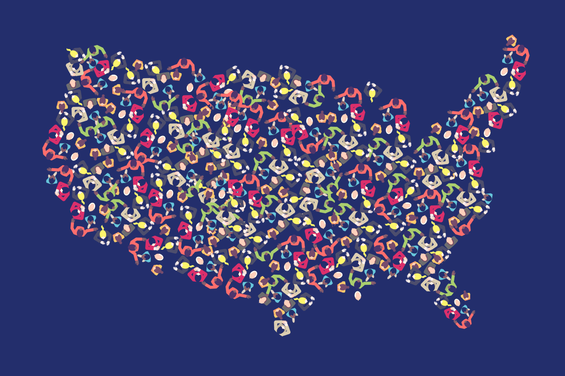 The united states made of of illustrated people
