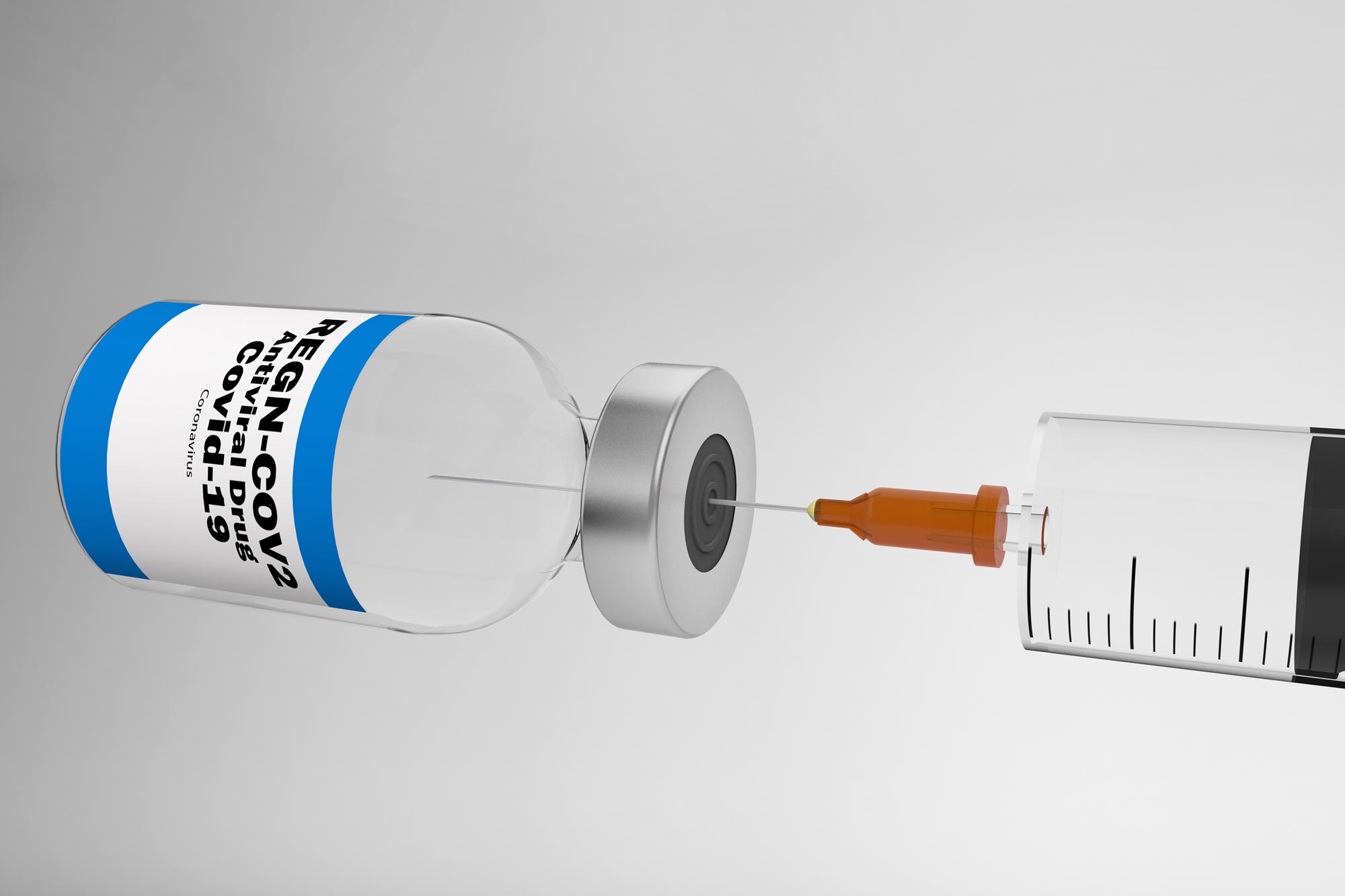 Illustration of a syringe drawing up a covid-19 vaccine
