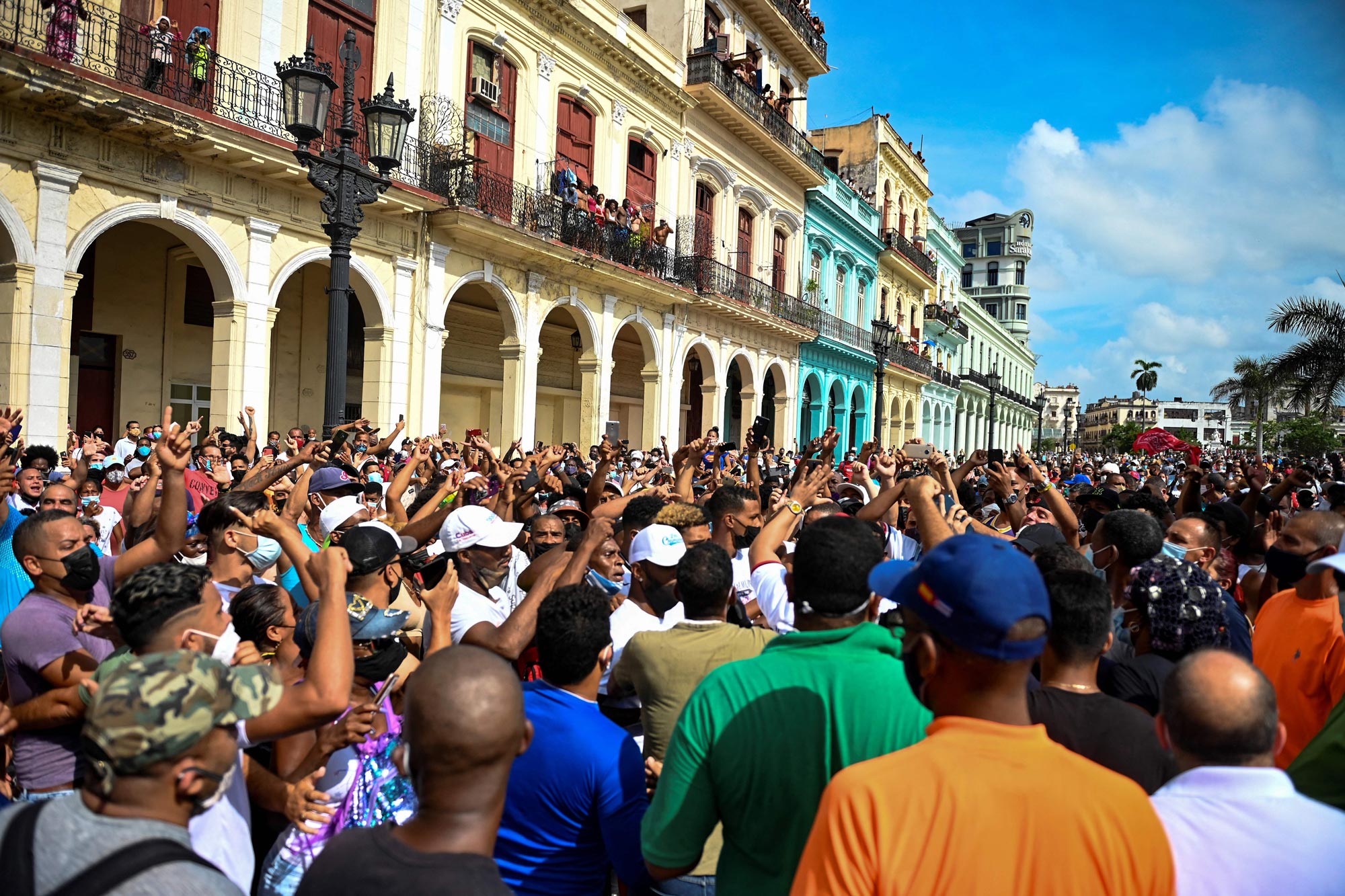 Cubans flooding the streets in protest of President Miguel Diaz-Canel