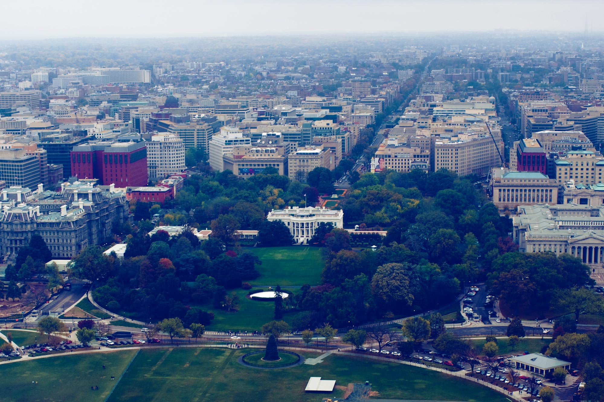 Aerial view of the White House of the United States of America