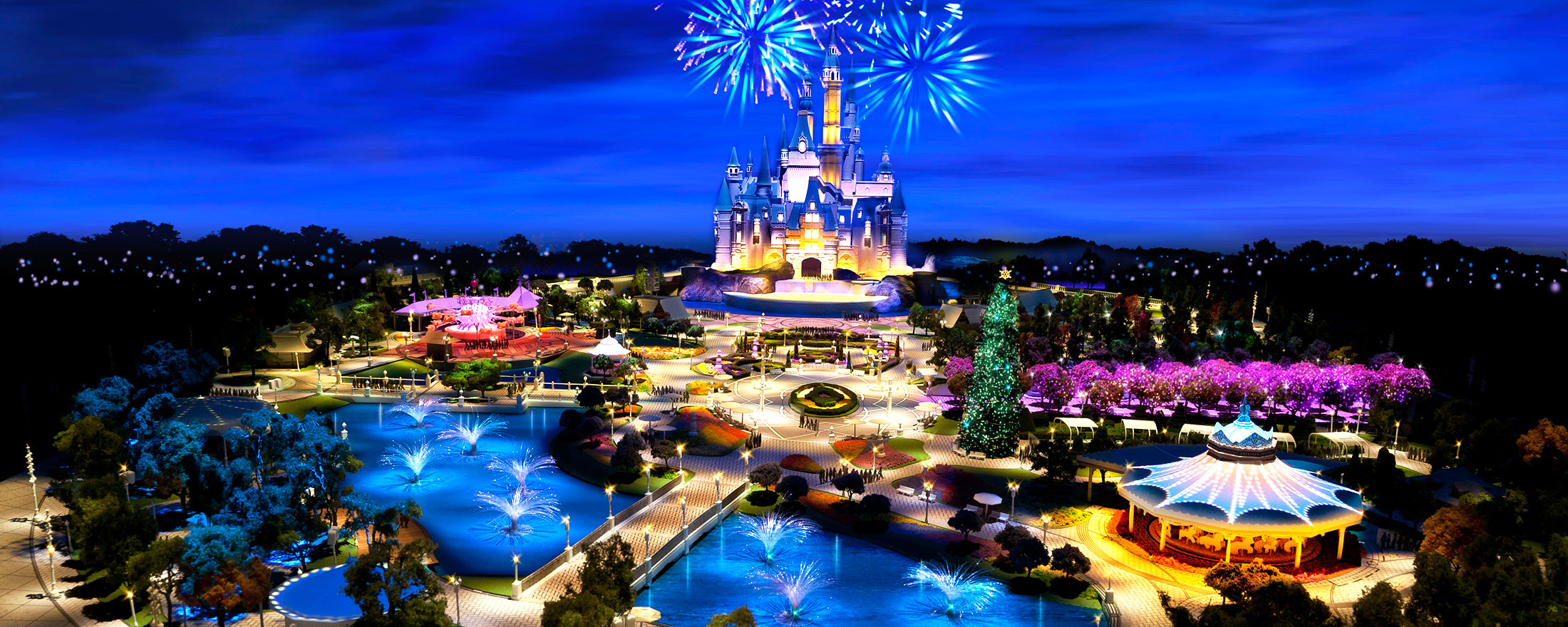 Fireworks over the castle at a Disney park