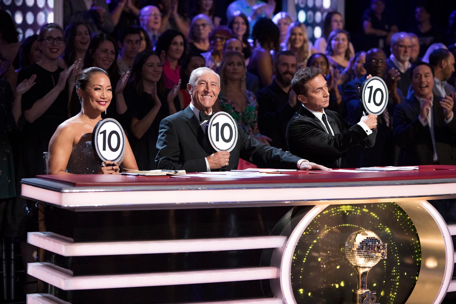 Judges of Dancing with the Stars all holding tens