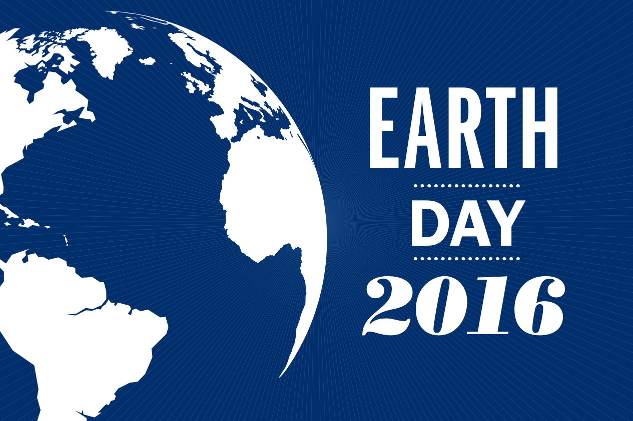 Illustration of a the earth with the text: Earth day 2016