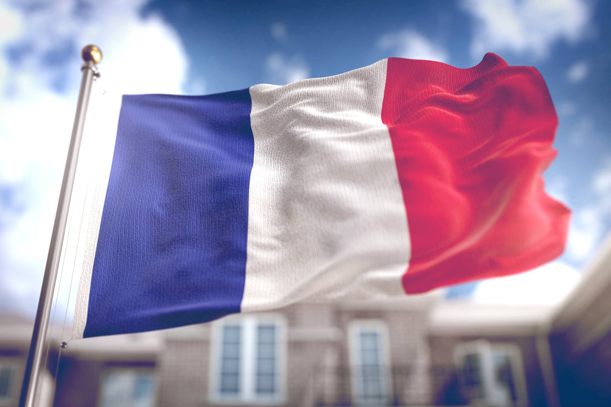 French flag blowing in the wind