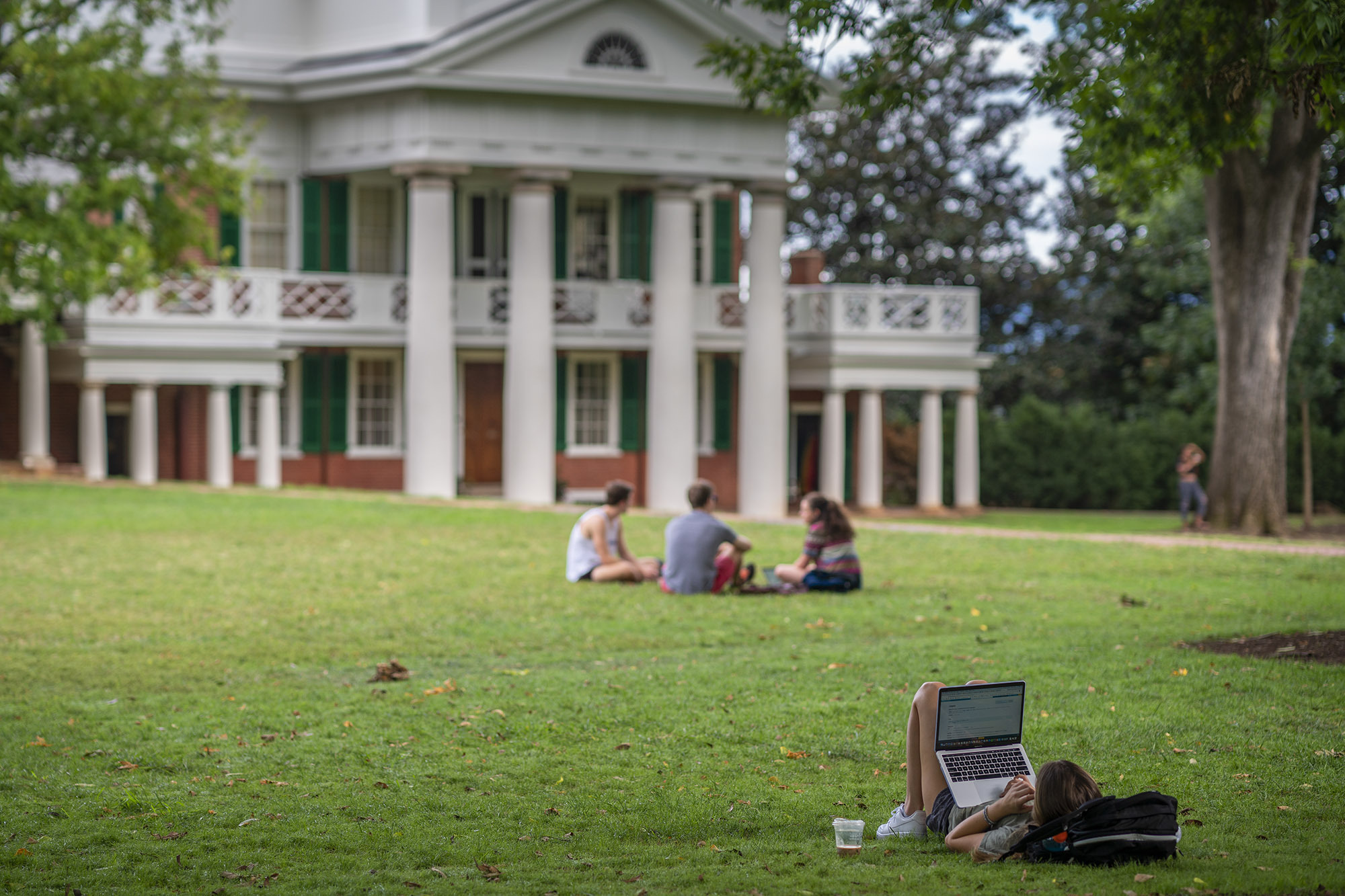 Students sitting on the Lawn