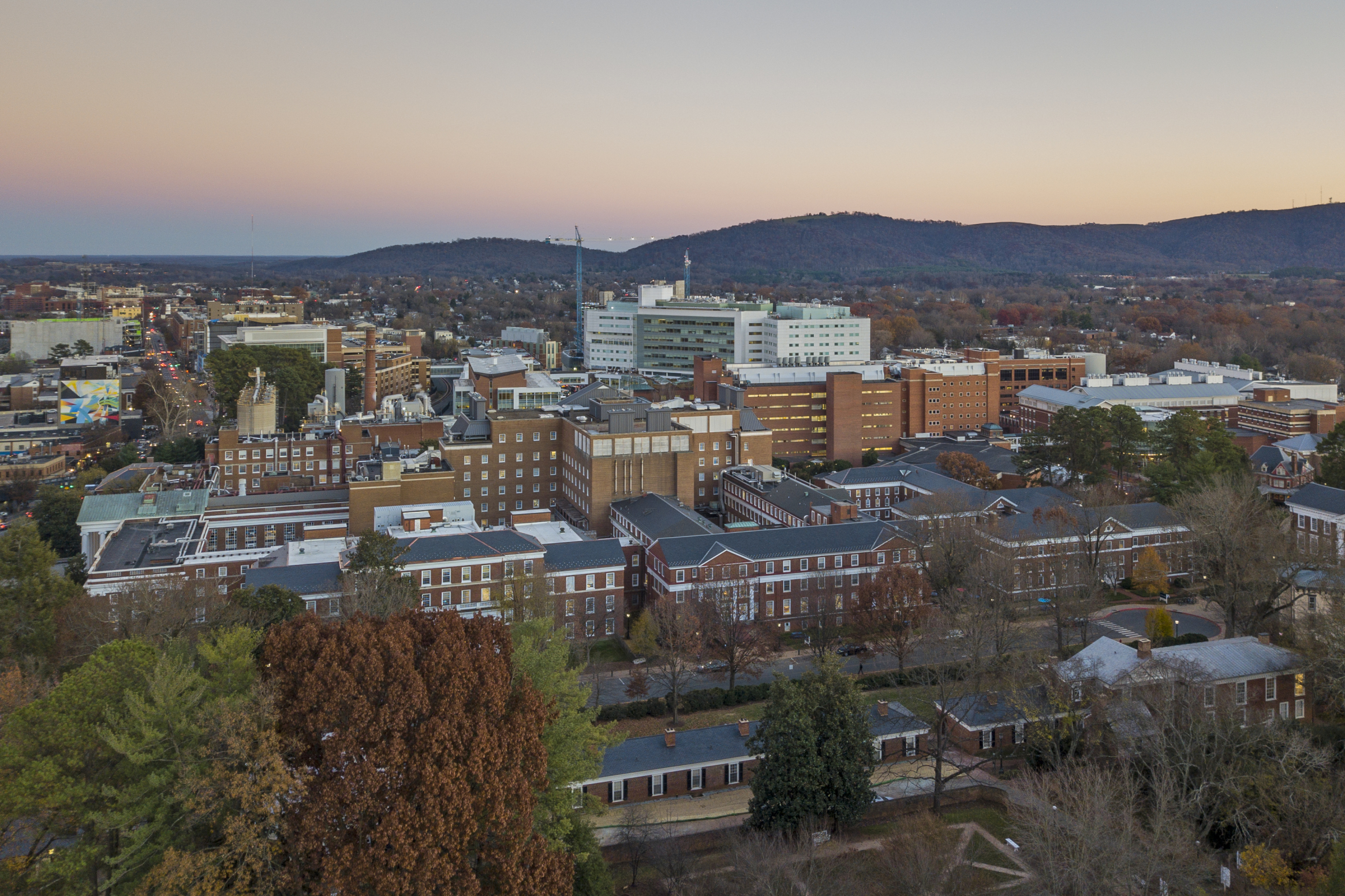 Aerial view of the UVA Health Center Buildings
