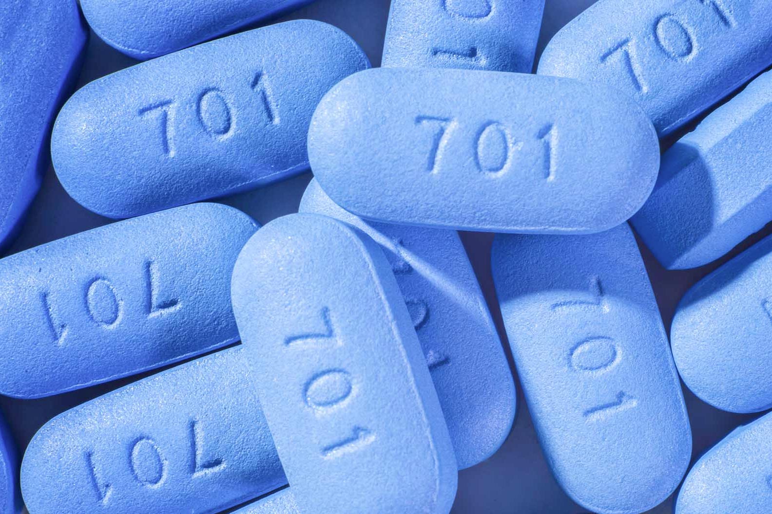 Blue hiv pill with the number 701 written on them