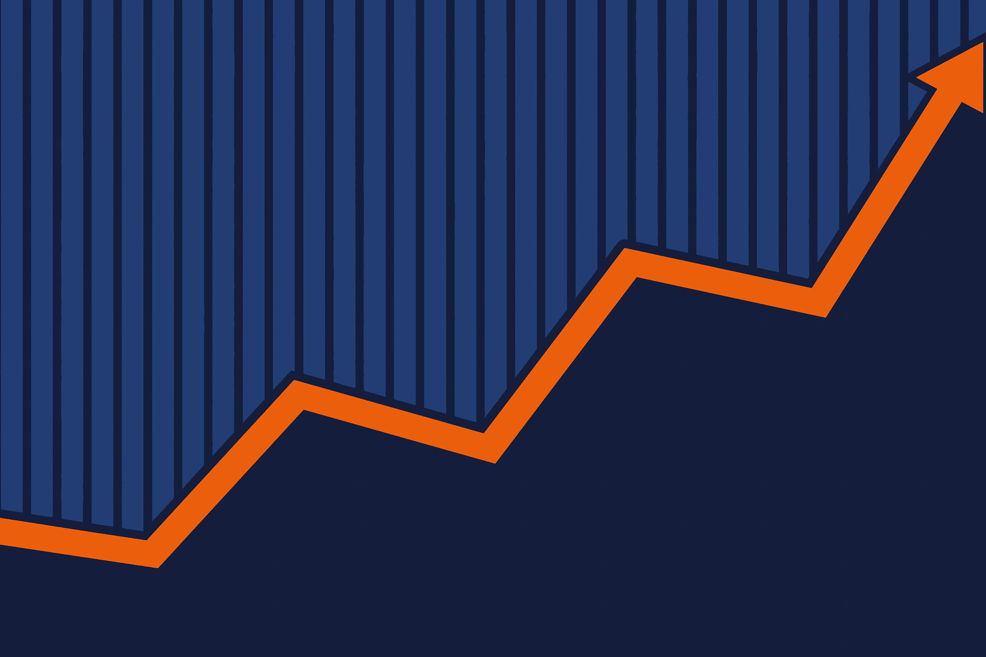 Orange chart line arrow going up or down