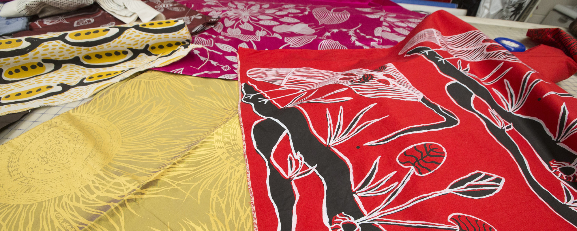 Fabric Swatches of Aboriginal designs 